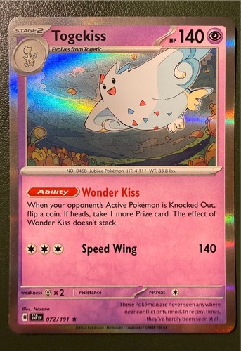 Pokemon TCG Togekiss 72/191 Surging Sparks SV8 Holo NM