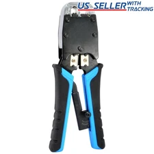 Ratcheting Cable Crimper Tool & 25 Connectors for CAT5 CAT5e RJ45 Network Cables