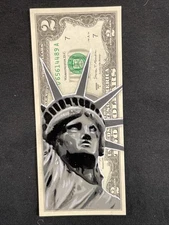 Statue Of  Liberty  US Blood Money 2 Dollar Bill Original painting Street Art