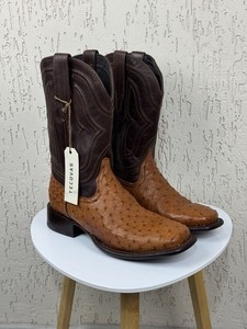 Tecovas “The Emmitt” ostrich boots in mahogany size 12D. Tecovas caiman boots first impression main image 2