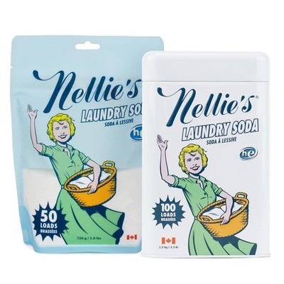 Nellie's Laundry Soda Bundle - 100 Scoops (Tin) & 50 Scoops (Pouch) - Concent...