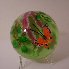 Lovely & Huge Signed Mayauel Ward 2021 Orange Butterfly Art Glass Paperweight