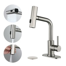 Waterfall 13.3" Tall Bathroom Faucet with 3 Mode Pull Out Sprayer,Modern Laun...