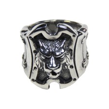 Men's Stainless Steel Lion Ring with Chain Accents