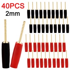 40Pcs 2mm Gold Plated Speaker Pin Connectors Banana Plugs Screw Terminal USA