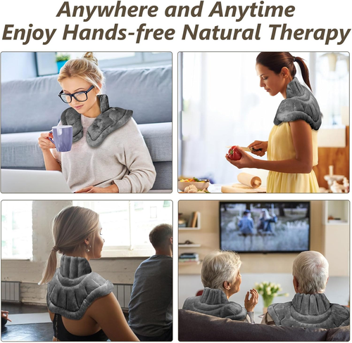 Reusable Microwavable Hot / Cold Therapy Pad | Unscented Soft Grey Neck Warmer - Picture 8 of 9
