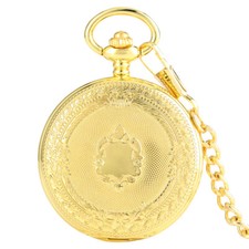Mens Womens Mechanical Pocket Watch Fob Chain Golden Tone Hand Winding Watches
