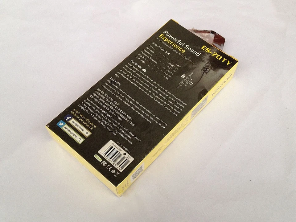 Awei ES-70TY In-Ear Earphone Headphone HD Mic Black Stereo 3.5 mm - Image 2 of 2