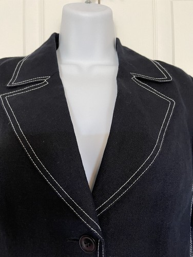 Talbots Petite Irish Linen Blazer Jacket With Decorative Topstitching Size 6P - Picture 4 of 7