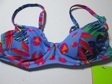 NWT Tabitha Browa Womens Size XS Bikini Top Blue Floral Underwired Lined Swim