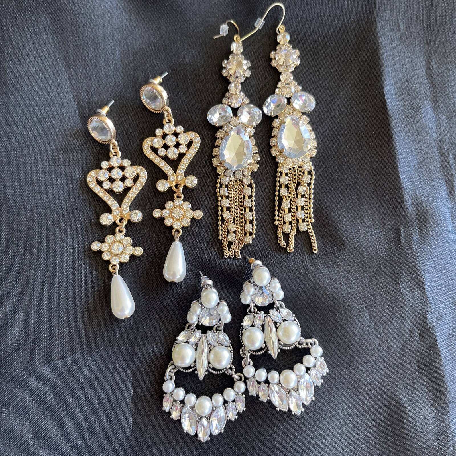 Earrings Pierced Statement Dangling Chandelier Br… - image 1