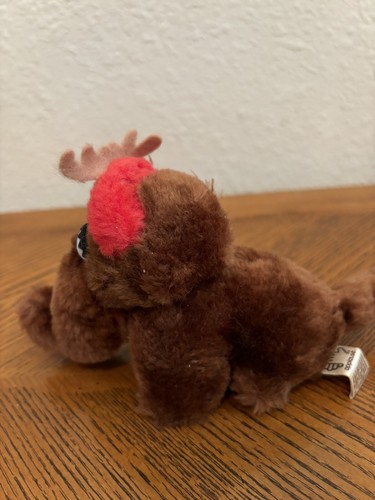 Vintage Applause Sesame Street Snuffleupagus Plush Toy 5 " with reindeer hat - Picture 3 of 5