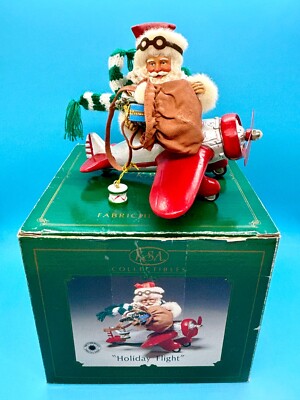 Kurt Adler The Smithsonian Collection  Holiday Flight  Santa on Airplane Ornamen