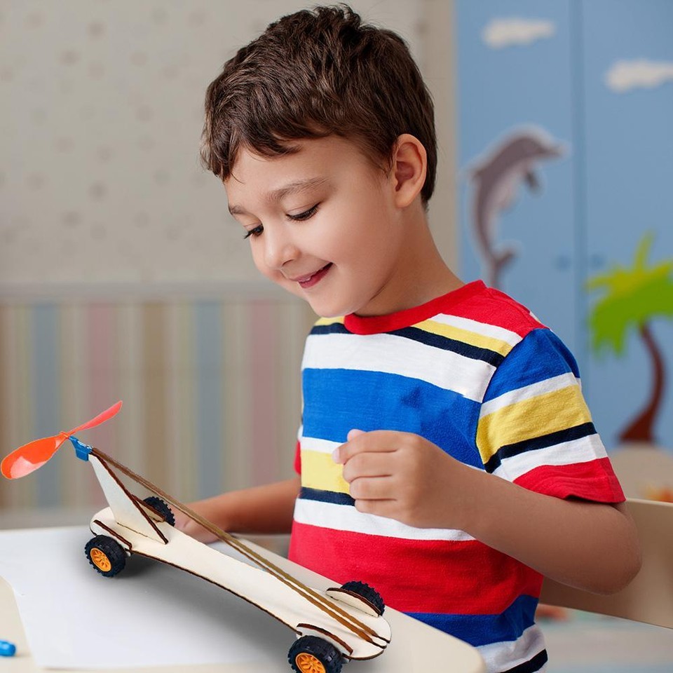 Rubber Band Power Car DIY Science Experiment Kits Fun School Project