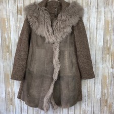 Gimo's Womens Shearling Fur Toscana Knit Jacket Gray L Large 5n530 Italy $1599