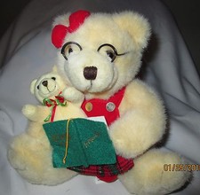 Teddy Bear Plush, 1997 KIDS PREFERRED RED CHRISTMAS DRESS STORY BOOK FAMILY TOY