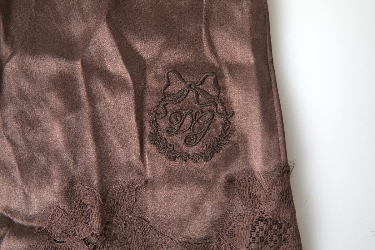 DOLCE & GABBANA Underwear Brown Logo Silk Sleepwear Camisole