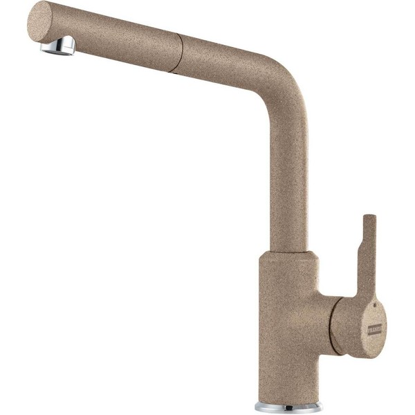 Franke Messing Hochdruck Armatur, Wasserhahn Urban L Zugauslauf Cashmere Seitenb-image
