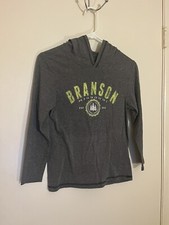 Youth PRAIRIE MOUNTAIN Gray Long Sleeve Lt Weight Pullover Shirt hoodie Sz 10/12