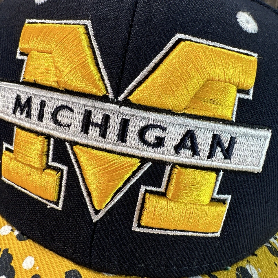 Vtg Michigan Wolverines Zephyr Hat Cap Paint Splatter NCAA Snapback Big Logo M - Image 2 of 4