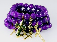 4030794 Beaded Cross Charm Stretch Bracelet Christian Stacking Fashion