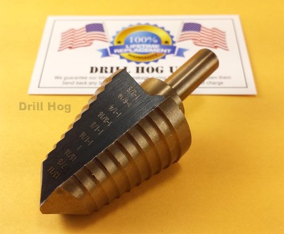 13/16''~1-3/8'' Step Bit Moly M7 Step Drill UNIBIT Drill Hog  Lifetime Warranty