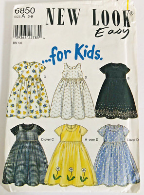 New Look For Kids Sewing Pattern# 6850 Six Dresses Size 3-8  UNCUT ~ EASY SEW