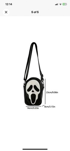 Bolso de Hombro Ghostface Scream Bandolera Negro Cuero Sintético Halloween Moderno - Imagen 14 de 14
