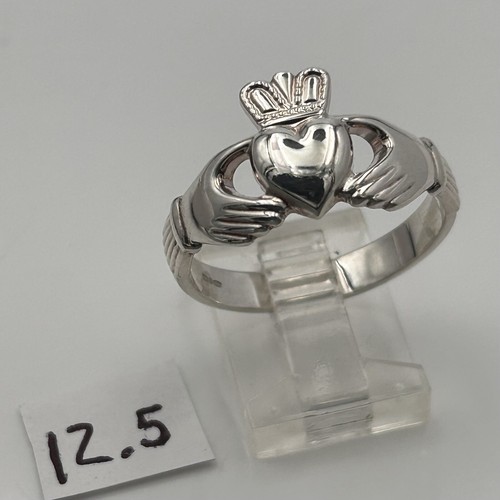 Vtg Solvar 925 Sterling Silver Celtic Irish Claddagh Ring Heart Wedding Band - Picture 23 of 24