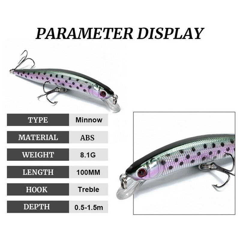 ESCA ARTIFICIALE 10 cm PESCA MINNOW SPINNING SPIGOLA MARE FIUME ACQUA SALATA - Immagine 4 di 4