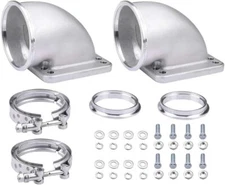 2x 3.0" V band 90 Degree Turbo Elbow Adapter Flange+Clamp For T3 T4 Turbocharger