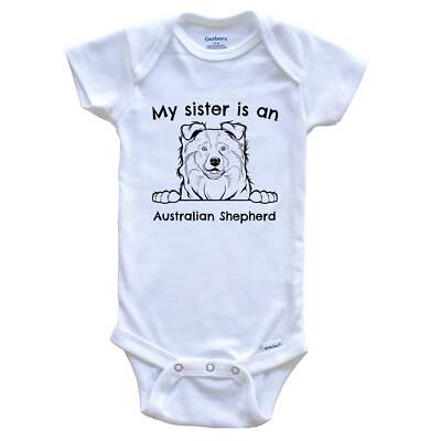 My Sister Is An Australian Shepherd Dog Breed One Piece Baby Bodysuit