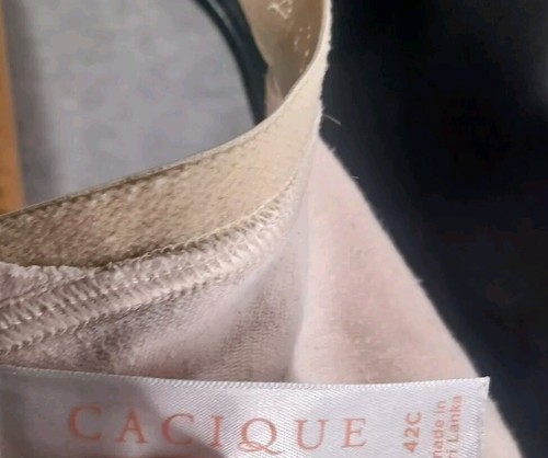 Cacique Beige Cotton Boost Plunge Underwire Bra Lane Bryant 42C - Picture 9 of 10