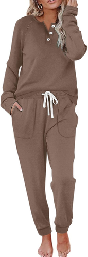 Two Piece Outfits for Women Lounge Sets Button down Sweatshirt Sweatpants Sweats
