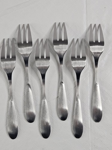 Hampton Silversmiths Messina Dessert Fork Lot 6 Stainless 18/0 Satin Silverware - Picture 6 of 10
