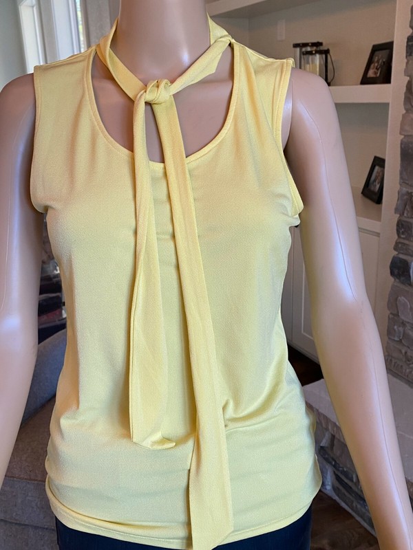 The Limited Women's yellow Tie Neck Sleeveless Tank Top Blouse Sz Small -003