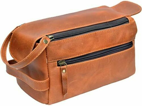 Genuine Buffalo Men Toiletry Leather Unisex Case Travel Dopp Travel Kit