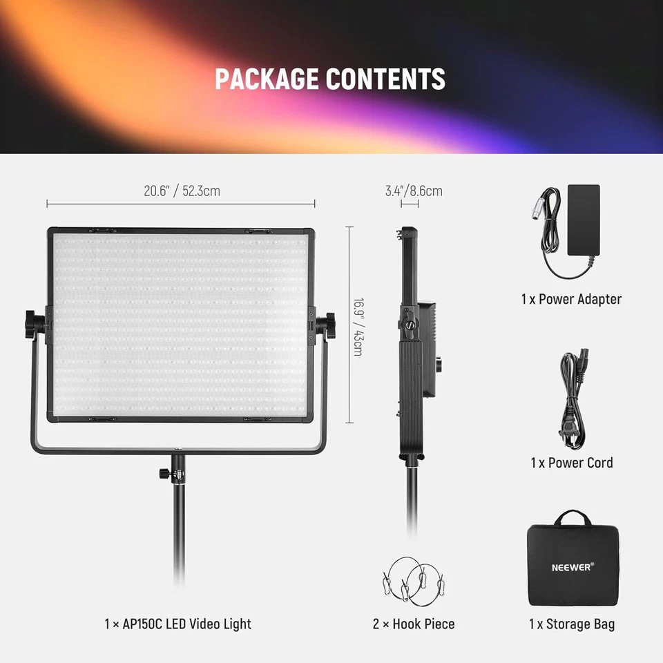 NEEWER AP150C 150W RGB Full Color Led video Panel Light 2500K-10000K CRI96+APP - Image 3 of 4
