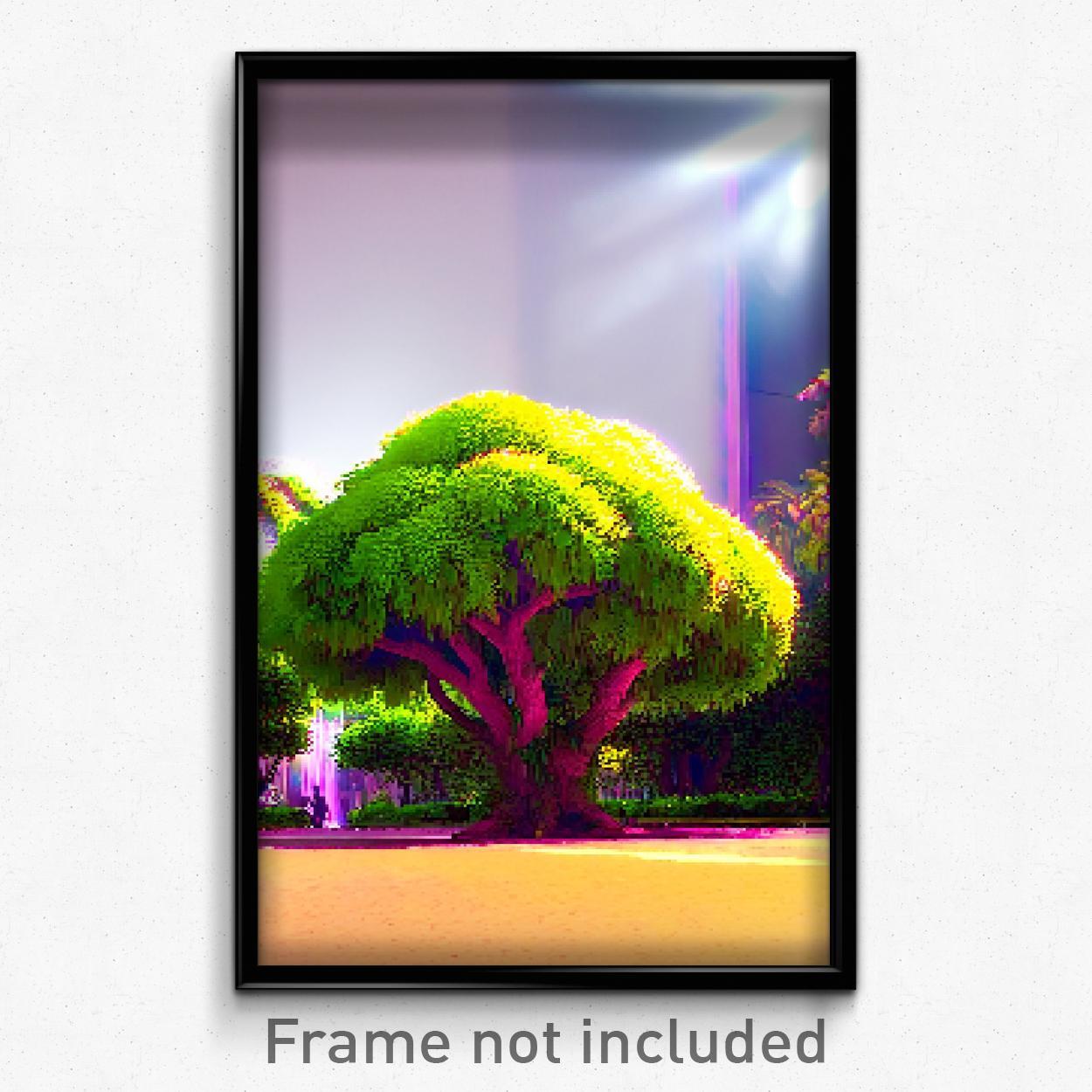 8 Bit Pixel Art Poster - Normal Bush Psychedelic Trippy Video Game Print