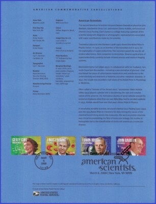 USA5 #4224-27 U / Ein Souvenir Seiten FDC Combo4 American Wissenschaftler