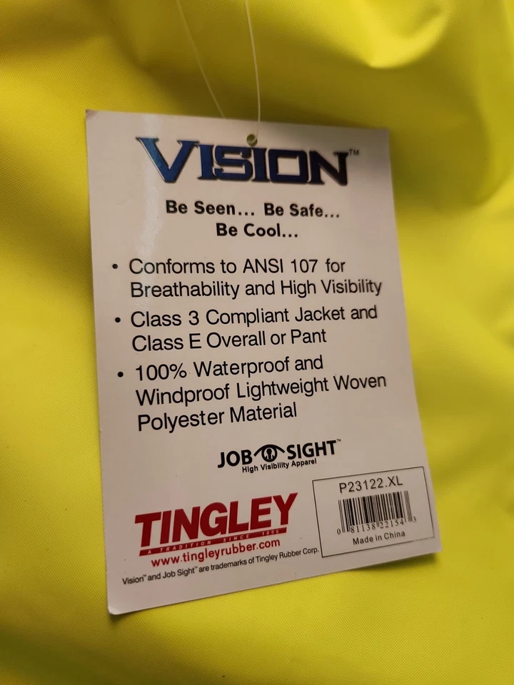 Брюки дождевые Tingley ANSI класс E Vision высокая видимость размер X-Large талия 44–46 дюймов внутренний шов 31 дюйм - Изображение 3 из 4