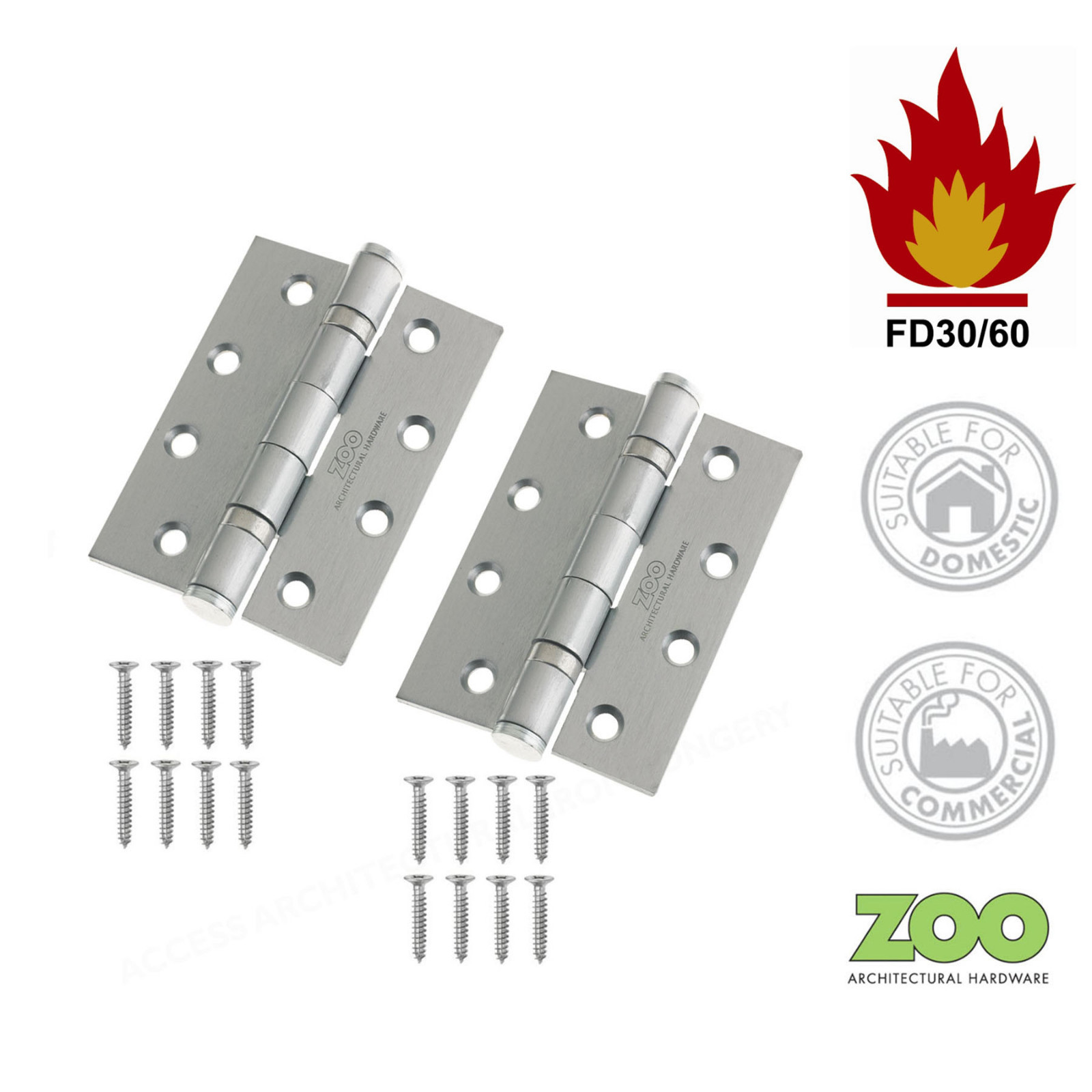 Zoo Door Hinges ZHS43 Ball Bearing Steel Butt Hinge 4" 102mm FIRE DOOR FD30/60 eBay