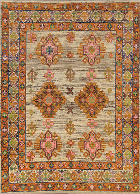 Vegetable Dye Traditional Oushak Turkish Area Rug Hand-Knotted Wool 6x8 ft