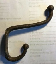 Vintage Cast Iron Clothes Hat HOOK Double 3.5 inches