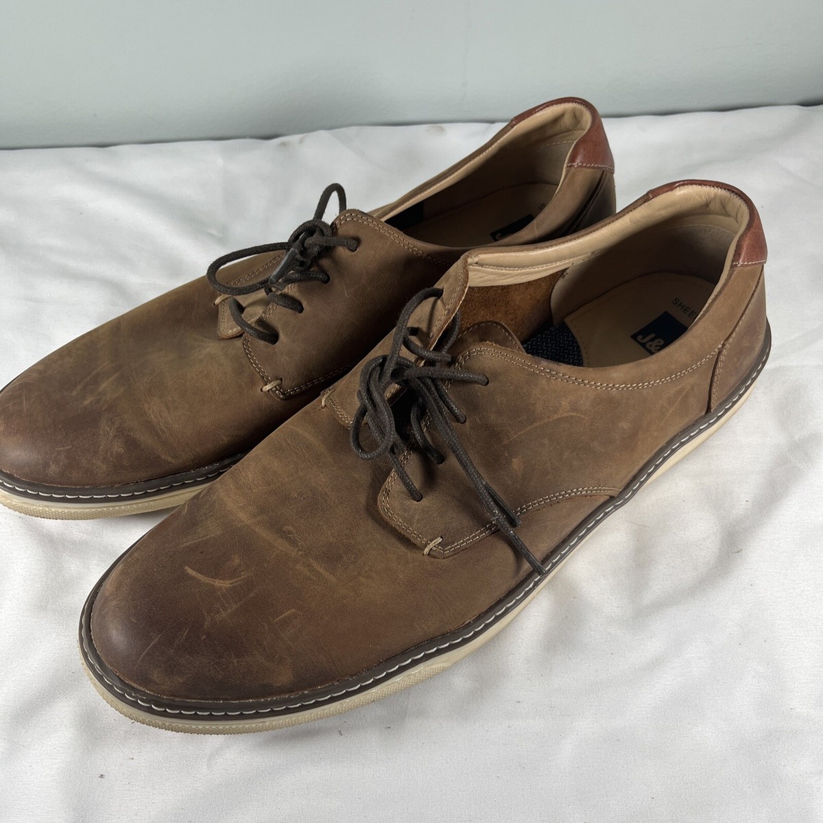 J M Sheepskin Men's Brown Leather Lace-Up Dress Shoes Size 13M