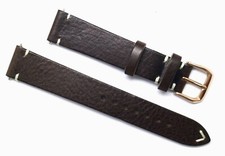 18mm Brown Genuine Leather Classic Watch Band Handmade Rose Gold Tone Buckle