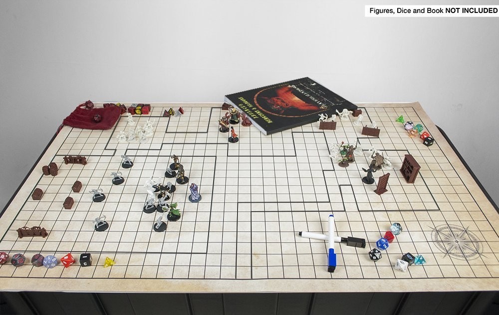 Tapis De Jeu Donjons & Dragons Power Beast - Grille 91x61cm + Marqueurs Et Coffres - RPG Et Wargames