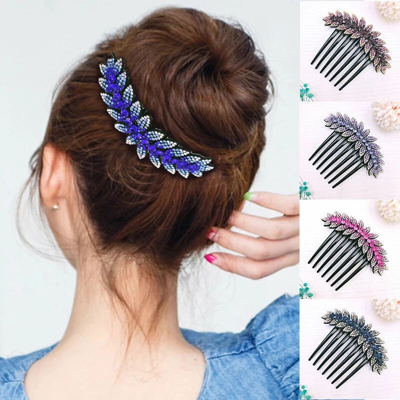 Accesorios para el cabello de mujer estrás de cristal peines para el cabello con clip disco prendas para la cabeza Foto 4 de 4