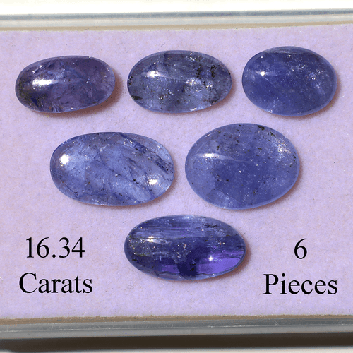 Lotto 6 pezzi pietre preziose sfuse cabochon ovale non trattata tanzanite naturale non trattata 10,7 mm-14 mm - Foto 3 di 12