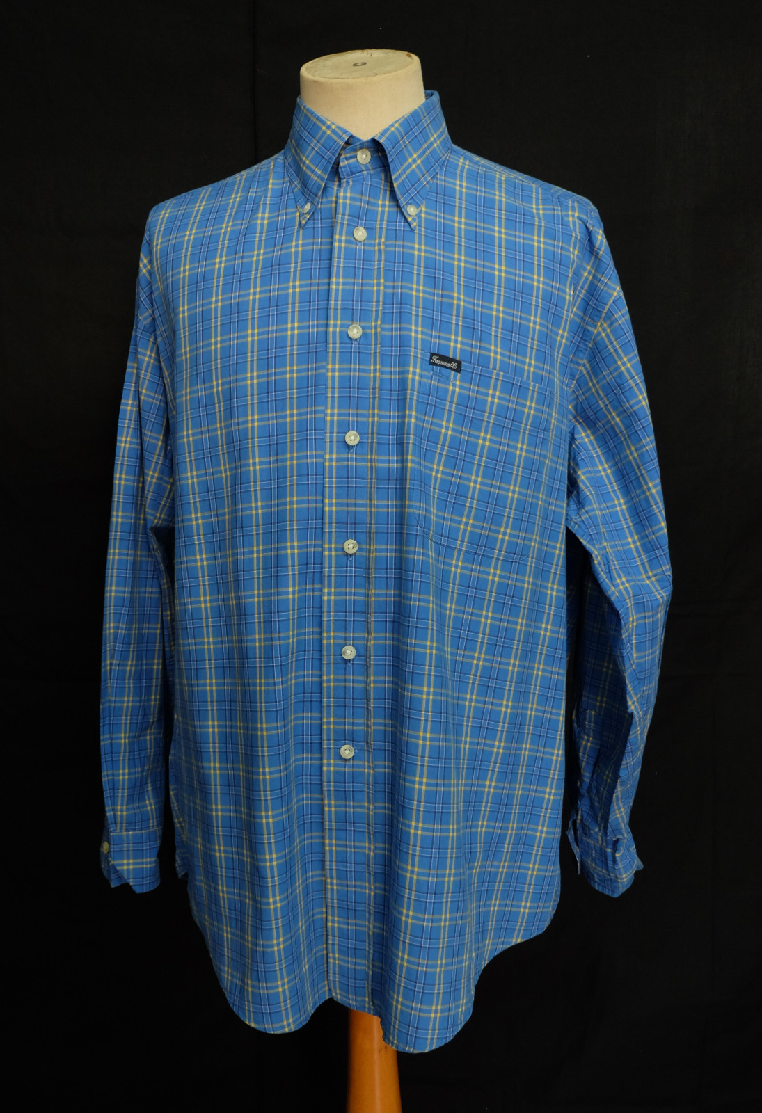 Faconnable Button Down Blue Check Cotton Men Shir… - image 1